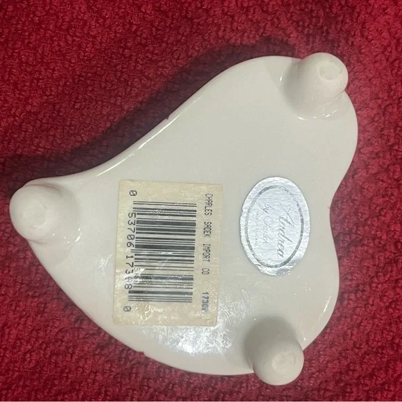 Vintage Andrea by Sadek Heart-Shaped Red and White Trinket Box - Picture 3 of 5